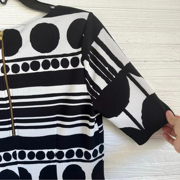 CATO Black White Print Sheath Dress Geometric Print Half Sleeve Size 10 - Picture 10 of 14